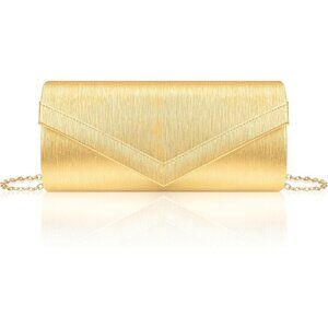🆕Women Gold PU Leather Evening Handbag, Envelope Clutch Purse w/Chain for Date